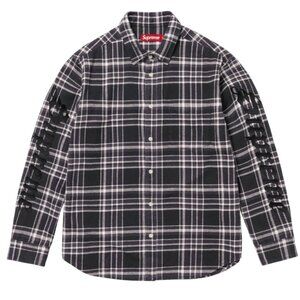 Supreme Old English Plaid Flannel Long Sleeve SS25- Black - XL - BRAND NEW!
